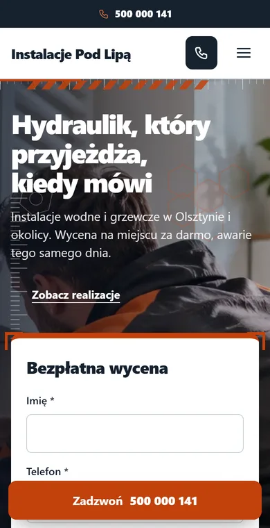 Szablon Usługi na telefonie
