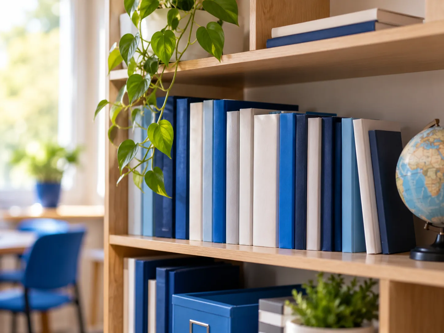 Biblioteczka z podręcznikami do angielskiego