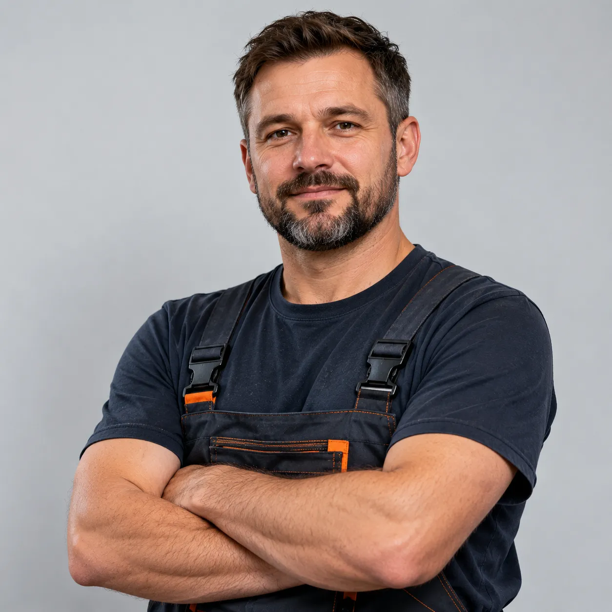 Portret instalatora w granatowej koszulce